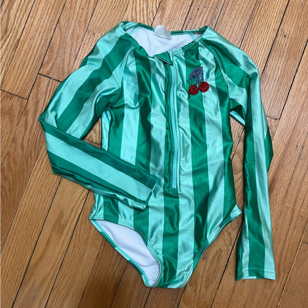 Green Striped KIDS Swimwear